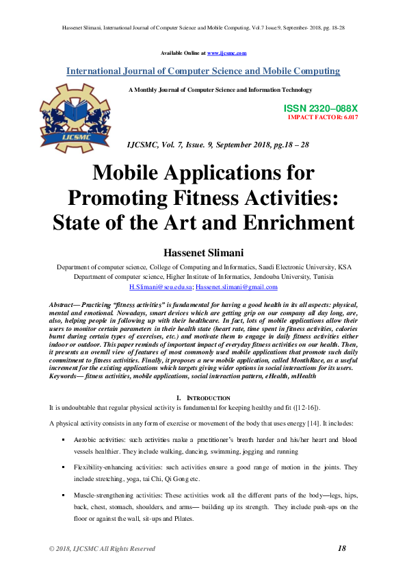 (PDF) Mobile Applications for Promoting Fitness Activities: State of ...