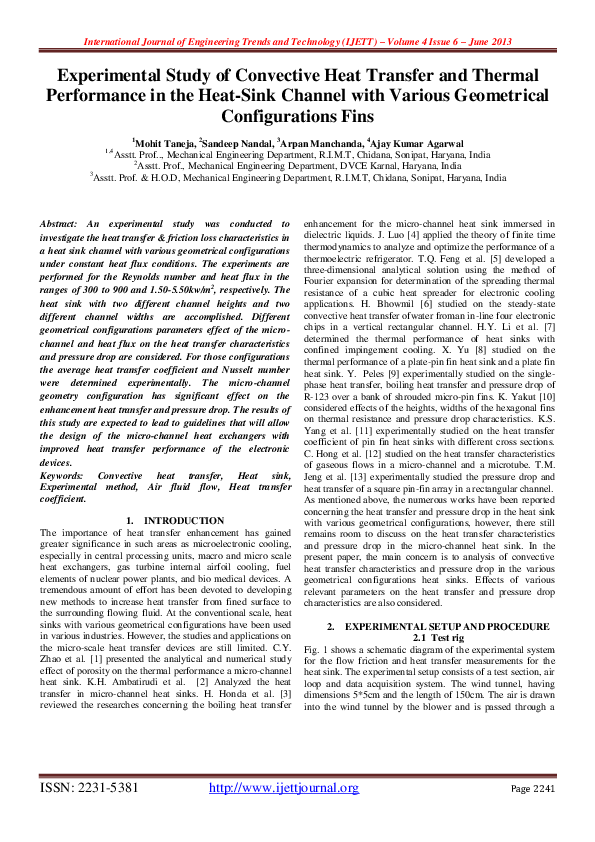 (PDF) Experimental Study of Convective Heat Transfer and Thermal ...