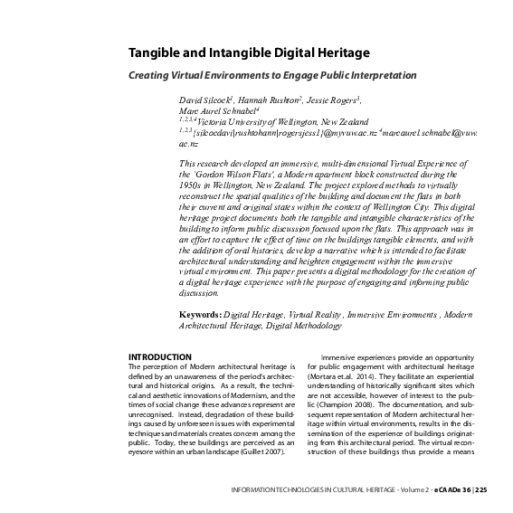 (PDF) Tangible and Intangible Digital Heritage: Creating Virtual ...