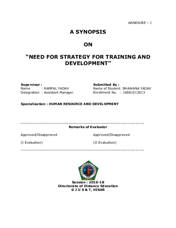 (DOC) A SYNOPSIS ON 