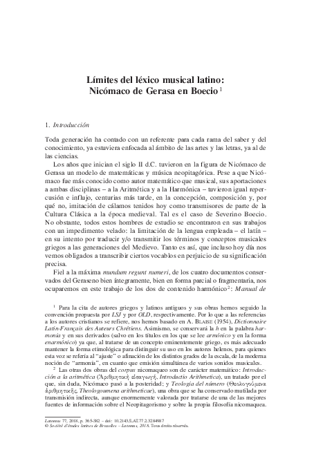 (PDF) Límites del léxico musical latino Nicómaco de Gerasa en Boecio