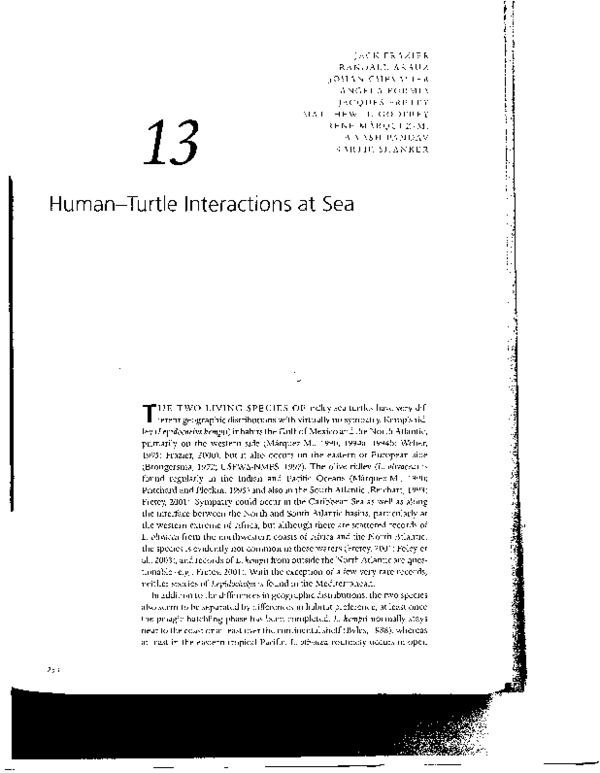 (PDF) Human-Turtle Interactions at Sea