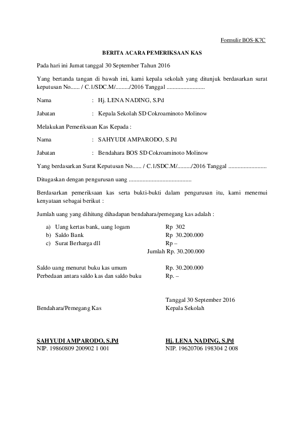 (DOC) Formulir BOS-K7C | Aldy Amparodo - Academia.edu