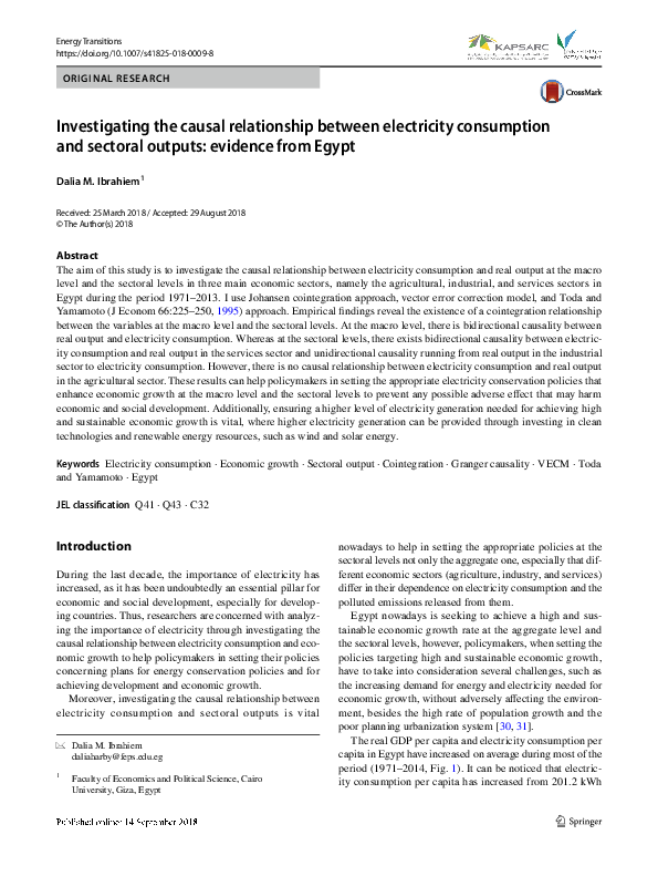 (PDF) Investigating the causal relationship between electricity ...