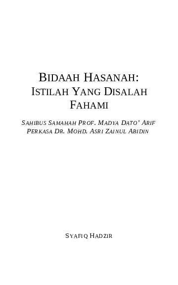 Pdf Bidaah Hasanah Istilah Yang Disalah Fahami Pdf Syafiq Hadzir Academia Edu