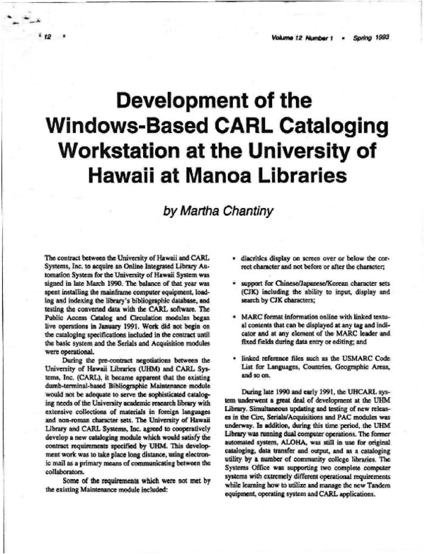 (PDF) Development of the Windows-Based CARL Cataloging Workstation at ...