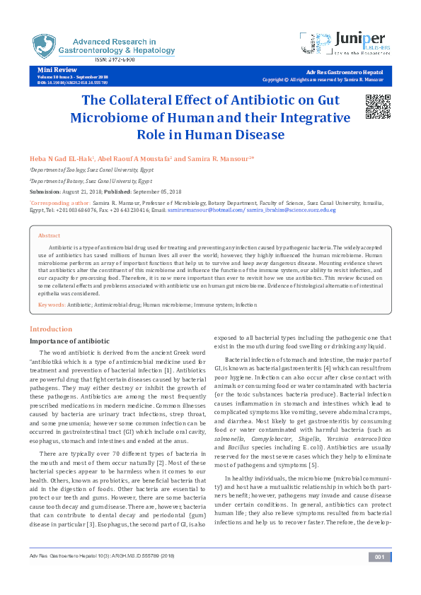 (PDF) The Collateral Effect of Antibiotic on Gut Microbiome of Human ...