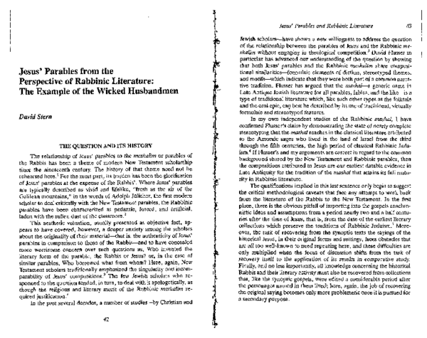 (PDF) David Stern, “The Parables of Jesus from the Perspective of ...
