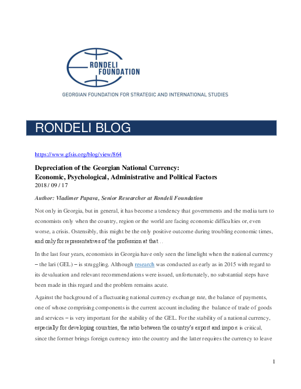 Depreciation and employment picture