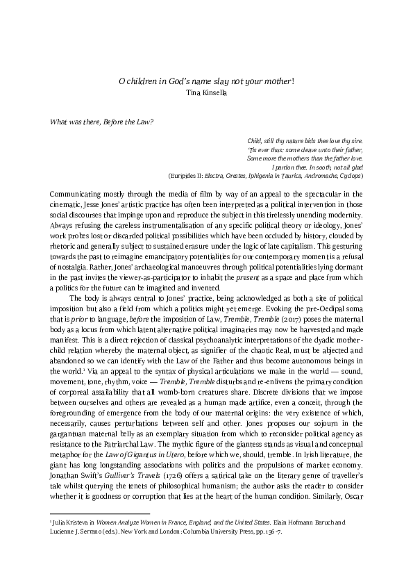 (PDF) 'O children in God's name slay not your mother!' Dr Tina