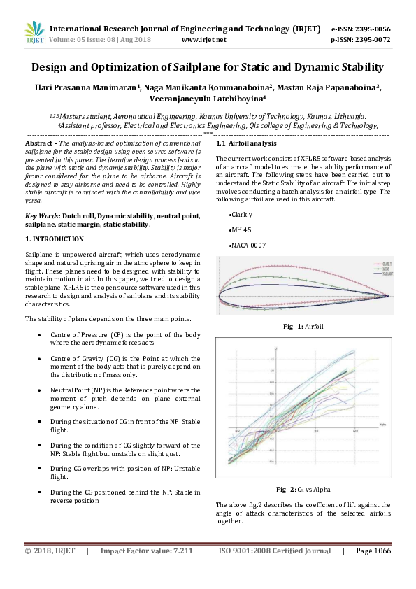 (PDF) IRJET- Design and Optimization of Sailplane for Static and ...