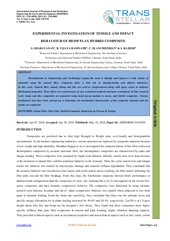 (PDF) EXPERIMENTAL INVESTIGATION OF TENSILE AND IMPACT BEHAVIOUR OF ...