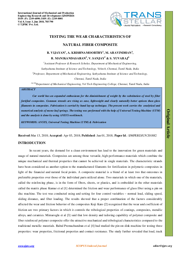 (PDF) TESTING THE WEAR CHARACTERISTICS OF NATURAL FIBER COMPOSITE