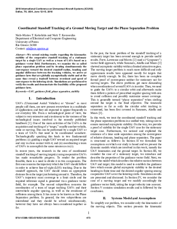 (PDF) Coordinated Standoff Tracking of a Ground Moving Target and the ...