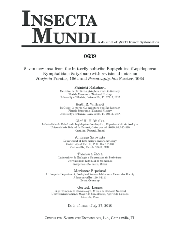 (PDF) Insecta MundIA Journal of World Insect Systematics