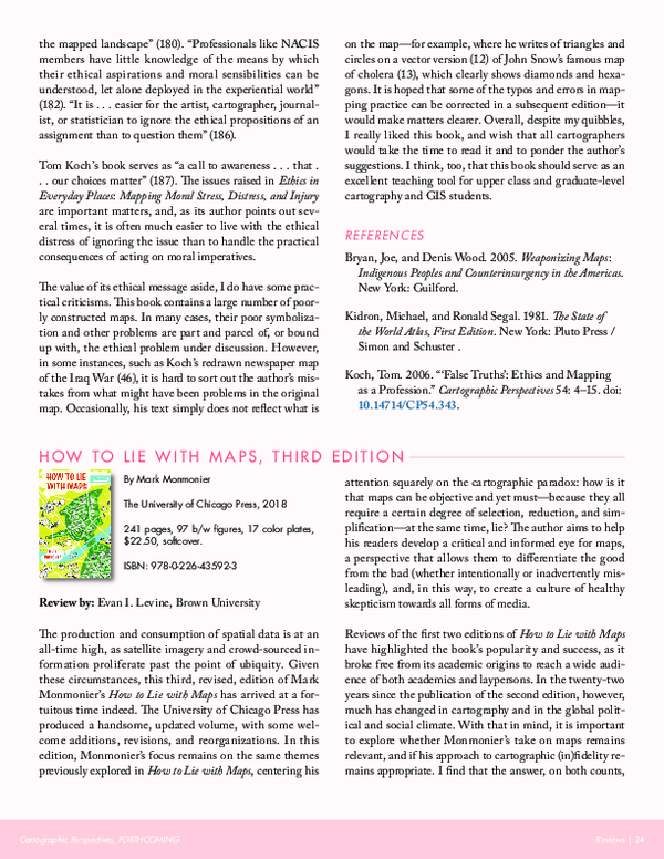 (PDF) Review of Monmonier (2018) "How to Lie with Maps, 3rd ed."