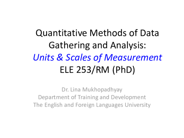 (PDF) Quantitative Methods of Data Gathering and Analysis: Units ...