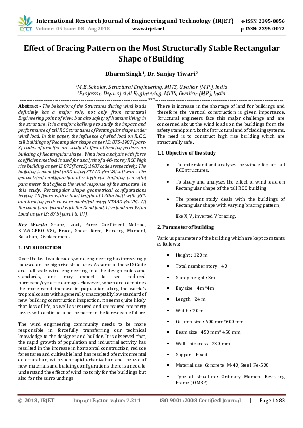 (PDF) IRJET- Effect of Bracing Pattern on the Most Structurally Stable ...