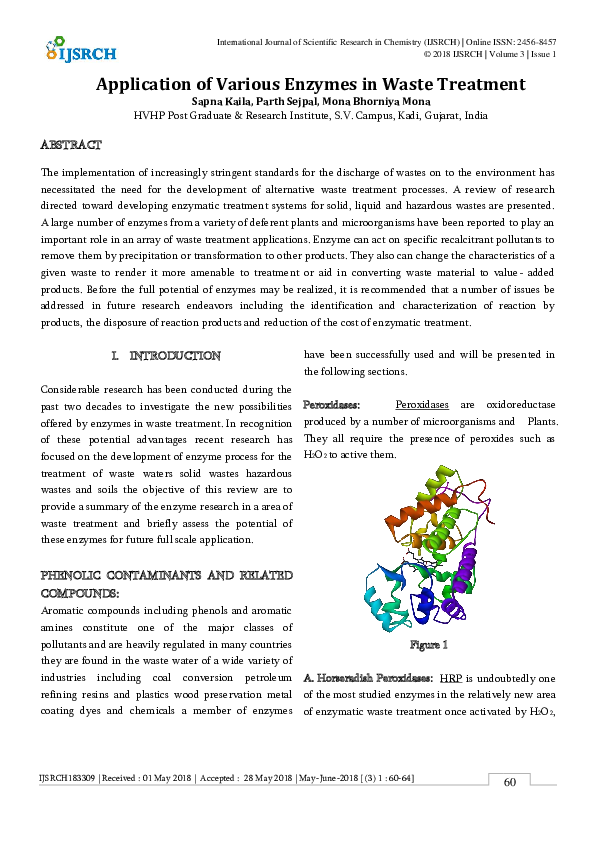 (PDF) Application of Various Enzymes in Waste Treatment International