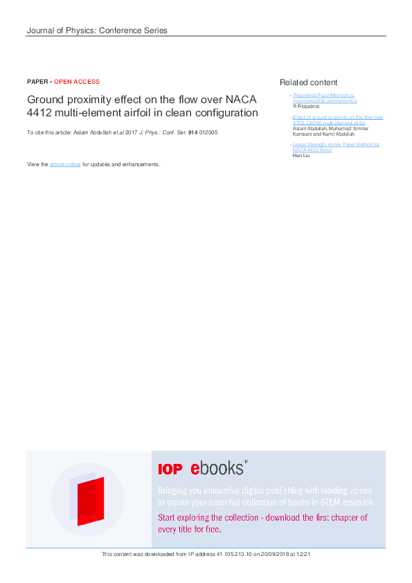 (PDF) Ground proximity effect on the flow over NACA 4412 multi-element ...