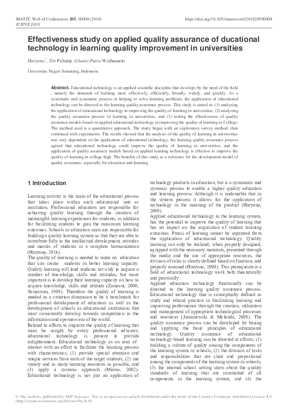 (PDF) Effectiveness study on applied quality assurance of ducational ...