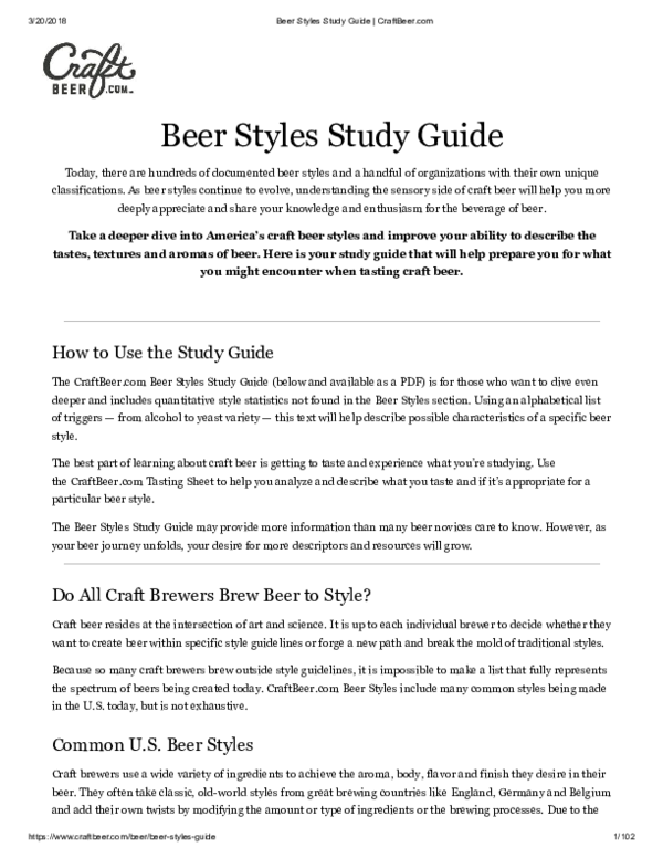 (PDF) Beer Styles Study Guide gerardo melendez Academia.edu
