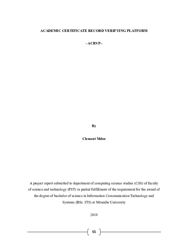 (DOC) ACADEMIC CERTIFICATE RECORD VERIFYING PLATFORM -ACRVP