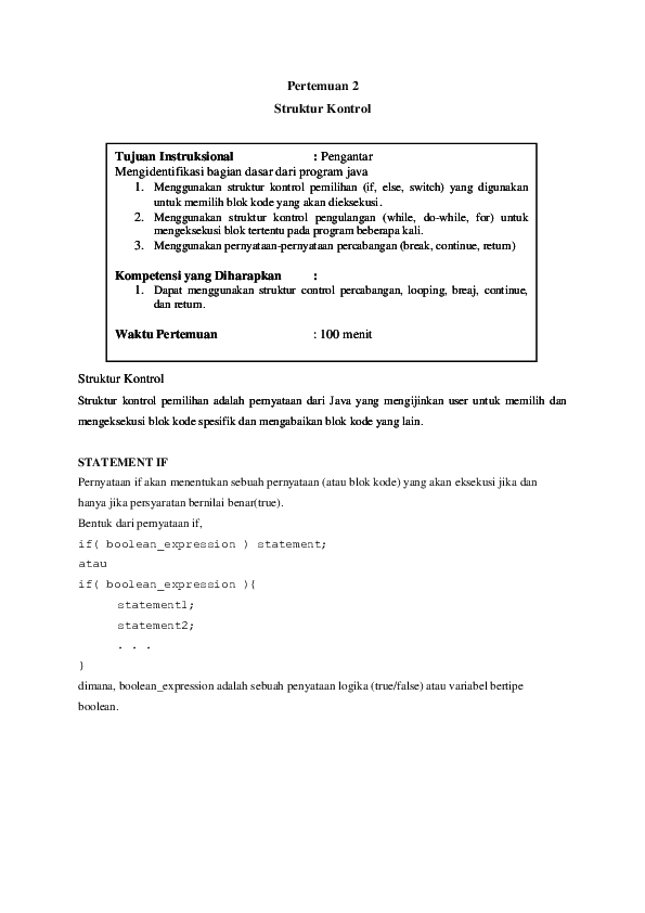 (PDF) Pertemuan 2 Struktur Kontrol
