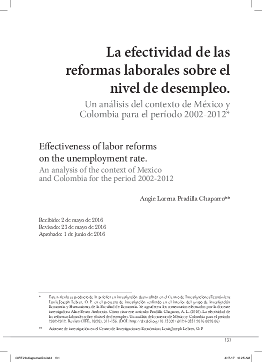 (PDF) La efectividad de las reformas laborales sobre el nivel de ...