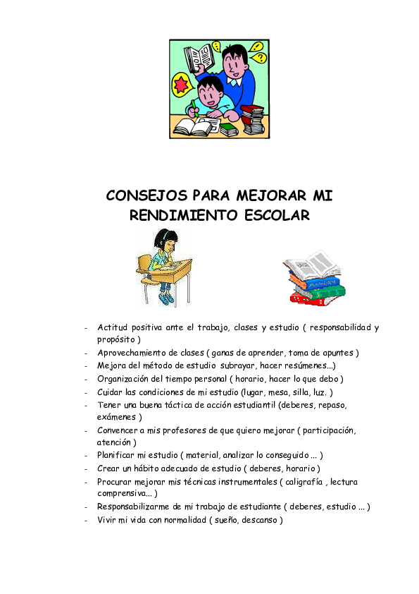 (PDF) CONSEJOS PARA MEJORAR MI RENDIMIENTO ESCOLAR