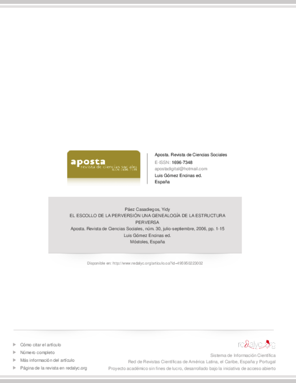 (PDF) EL ESCOLLO DE LA PERVERSION UNA GENEALOGIA DE LA ESTRUCTURA