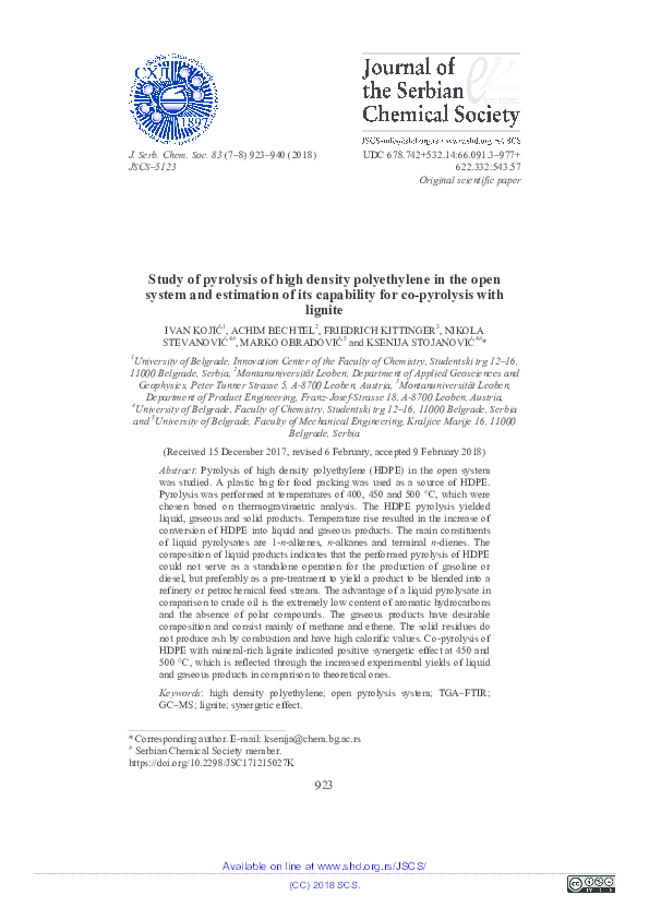 (PDF) Study of pyrolysis of high density polyethylene in the open ...