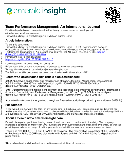 (PDF) Team Performance Management: An International Journal ...