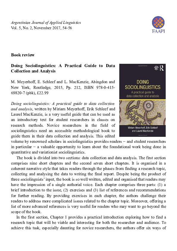 (PDF) Doing Sociolinguistics A practical guide to data collection and