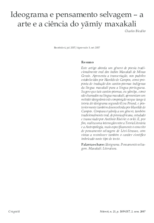 (PDF) Ideograma e pensamento selvagem