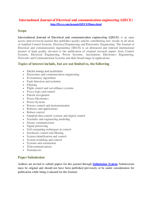 (DOC) International Journal of Electrical and communication engineering