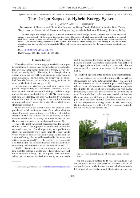 (PDF) The Design Steps of a Hybrid Energy System