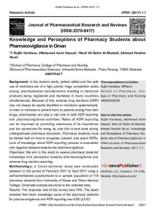 (PDF) Knowledge and Perceptions of Pharmacy Students about ...
