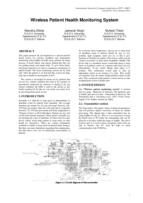 (PDF) Wireless Patient Health Monitoring System shiny jone Academia.edu