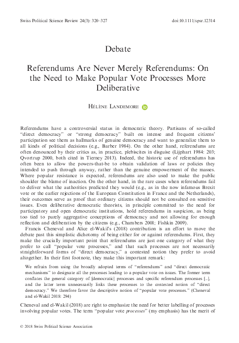 (PDF) Referendums Are Never Merely Referendums: On the Need to Make ...