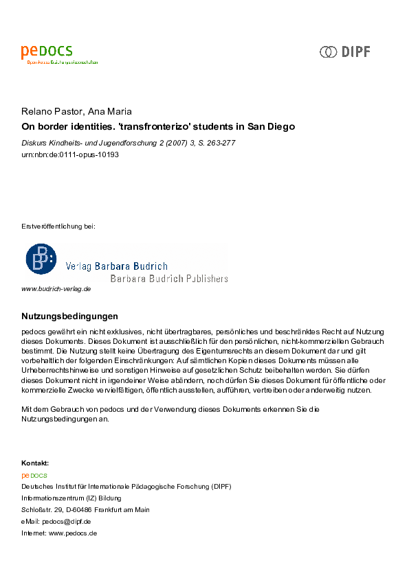 (PDF) Relano Pastor, Ana Maria On border identities. 'transfronterizo ...