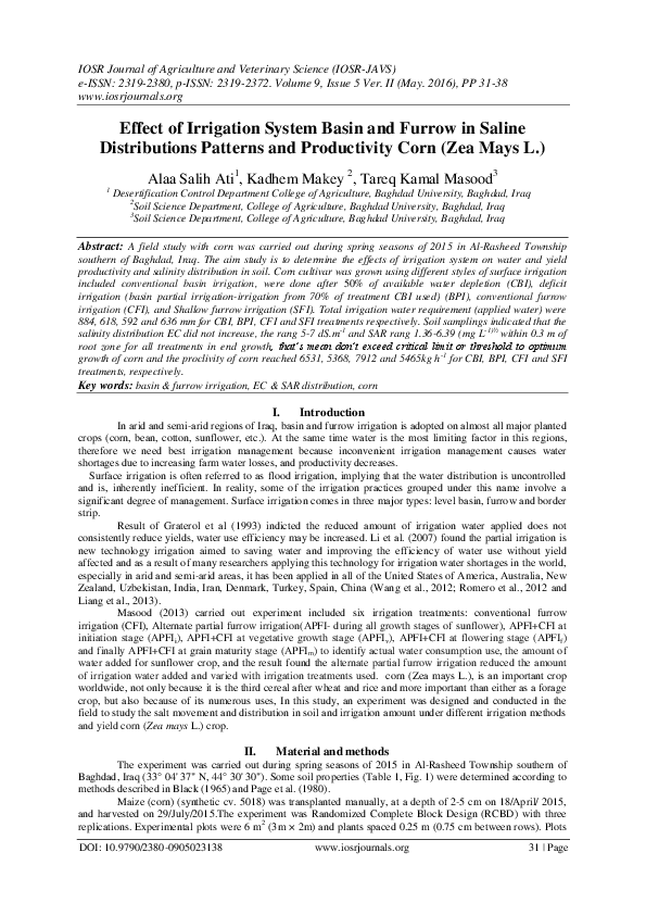 (PDF) Effect of Irrigation System Basin and Furrow in Saline ...