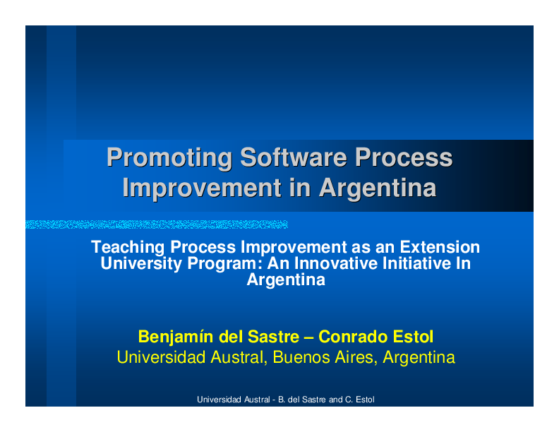 (PDF) Promoting Software Process Promoting Software Process Improvement ...