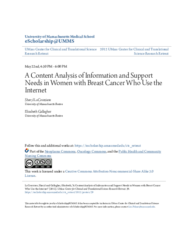 (PDF) A Content Analysis of Information and Support Needs in Women with ...