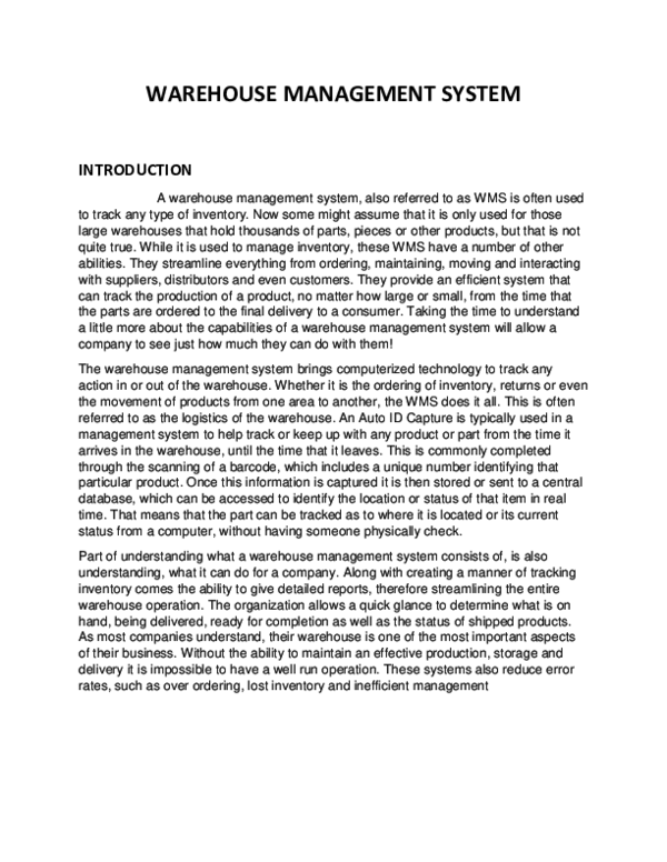 (DOC) WAREHOUSE MANAGEMENT SYSTEM