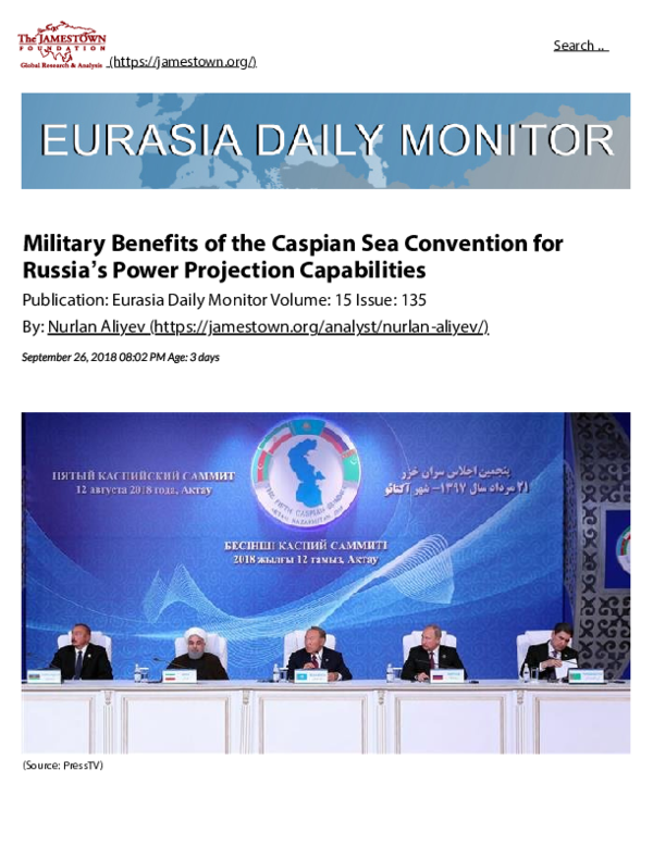 (PDF) Military Benefits of the Caspian Sea Convention for Russia's ...