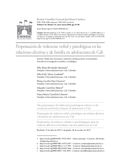 (PDF) The perpetuation of verbal and psychological violence in the ...