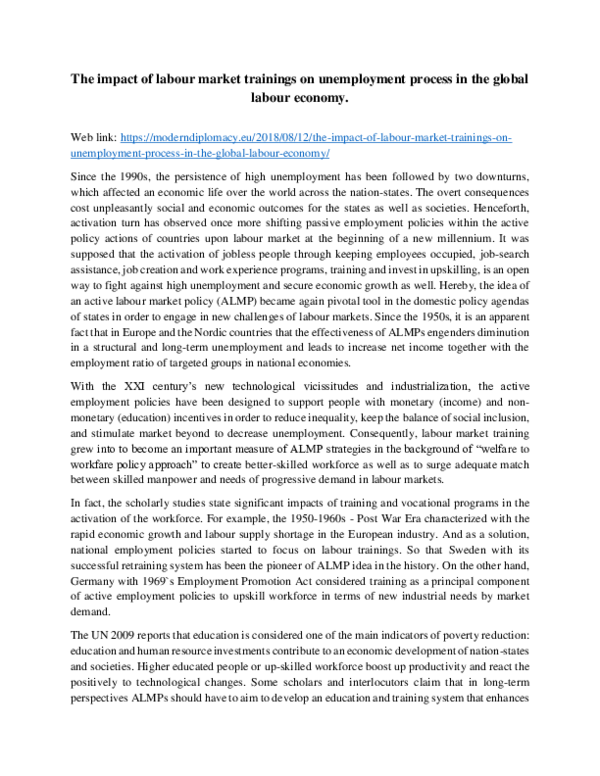 (PDF) The impact of labour market trainings on unemployment process in ...