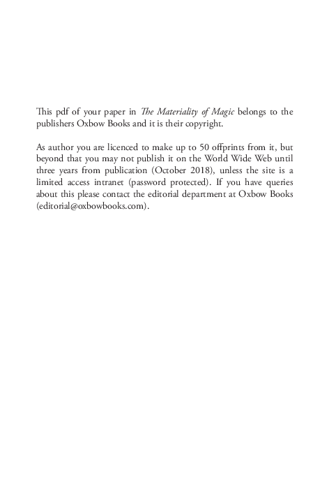 Domestic Magic and the Walking Dead in Medieval England: A Diachronic Approach’, in The Materiality of Magic, ed. by Ceri Houlbrook and Natalie Armitage (Oxford: Oxbow, 2015), 65-84