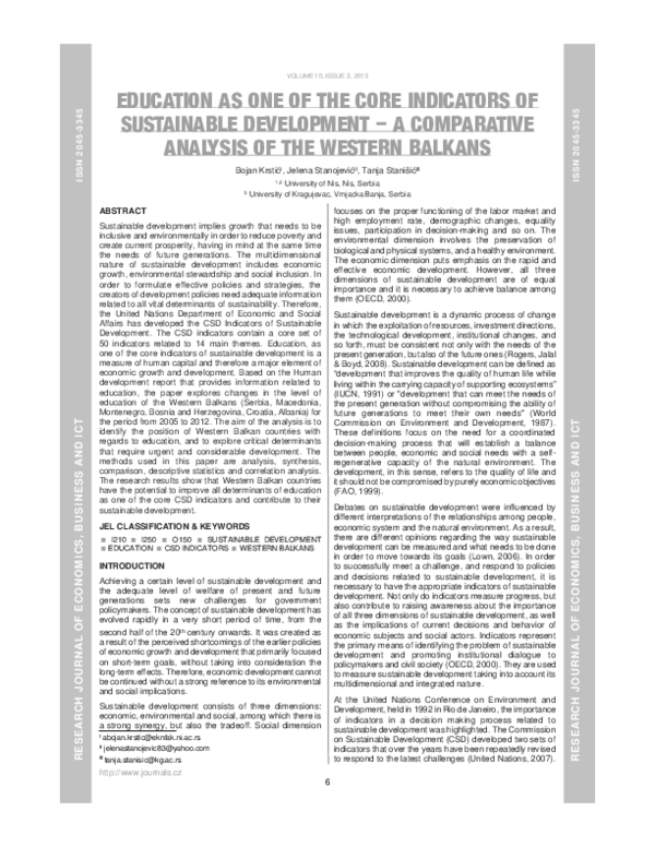 (PDF) Education as one of the core indicators of sustainable ...